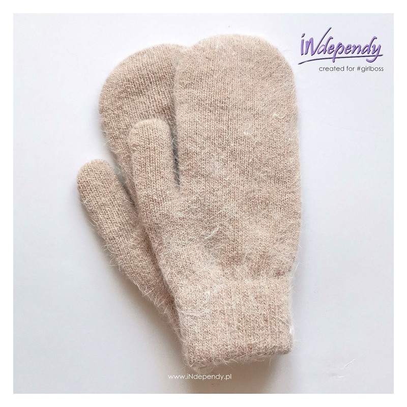 Beżowe rękawiczki damskie z jednym palcem w kolorze latte. Ciepłe, wygodne i stylowe – dla niezależnych kobiet