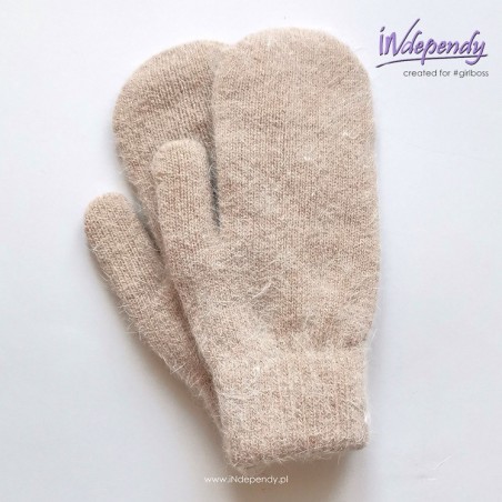 Beżowe rękawiczki damskie z jednym palcem w kolorze latte. Ciepłe, wygodne i stylowe – dla niezależnych kobiet
