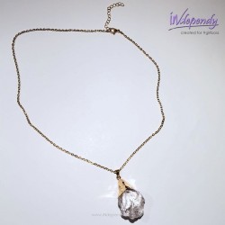 ZŁOTY NASZYJNIK ZE STALI SZLACHETNEJ Z NATURALNYM KRYSZTAŁEM