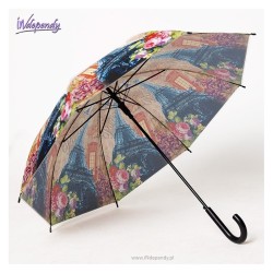 Kolorowy parasol damski półautomatyczny – Wieża Eiffla i Londyn