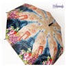 Kolorowy parasol damski półautomatyczny – Wieża Eiffla i Londyn