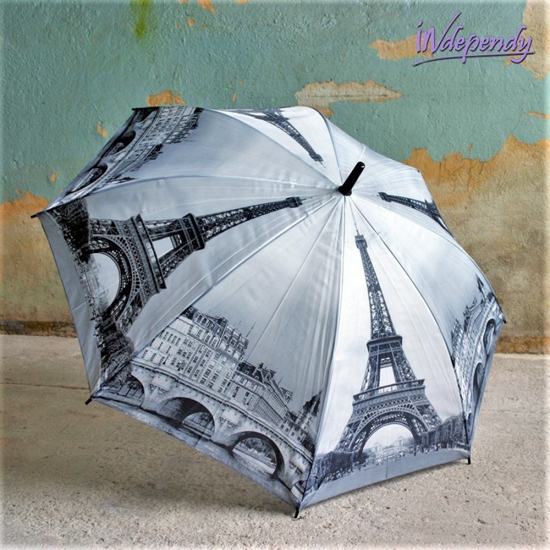 Funkcjonalna parasolka damska automatyczna z motywem paryża