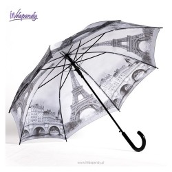 Funkcjonalna parasolka damska automatyczna z motywem paryża