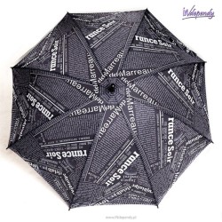 Czarny parasol damski z motywem gazety – pomysł na prezent