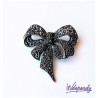 Duża broszka damska kokarda – czarne cyrkonie