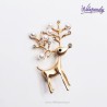 Broszka damska złoty jelonek z diamentowymi cyrkoniami i perłami