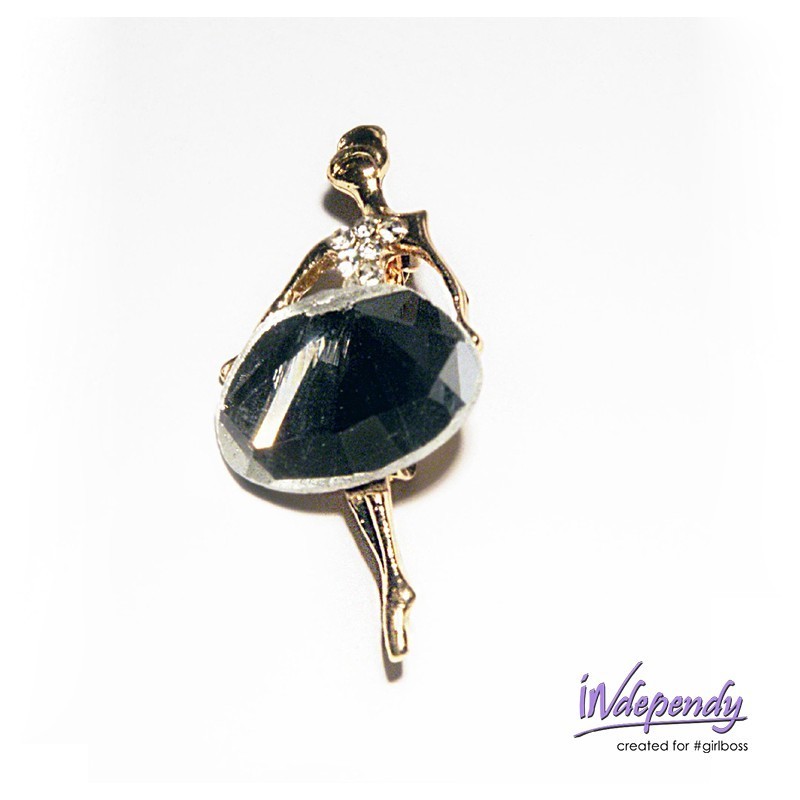 Broszka damska złota baletnica – biżuteria do swetra i kurtki