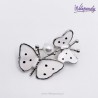 Biżuteria modowa w stylu pin-up - broszka białe motyle w czarne kropeczki