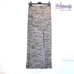 Dzianinowa spódnica maxi z rozcięciem – szary melanż