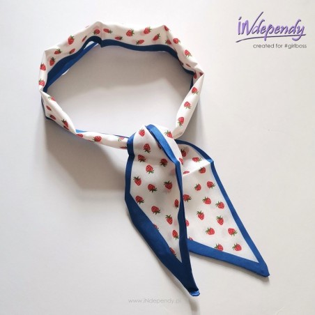 Gawroszka damska – owocowy wzór w odcieniach niebieskiego i beżu