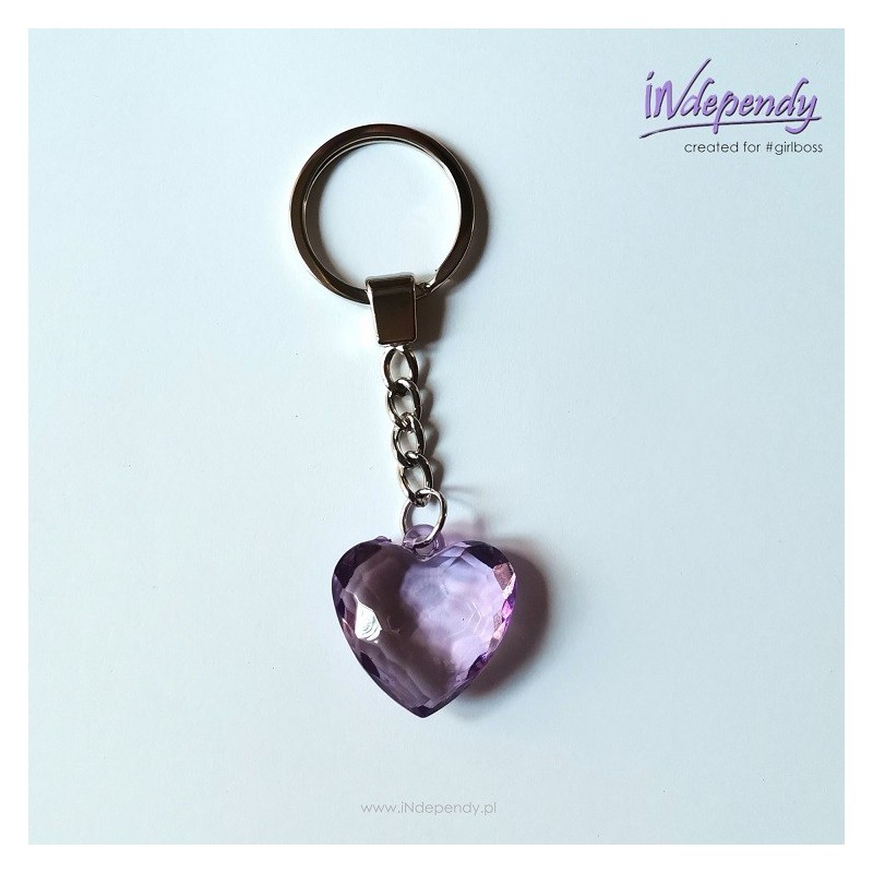 Breloczek damski – serduszko imitujące diament
