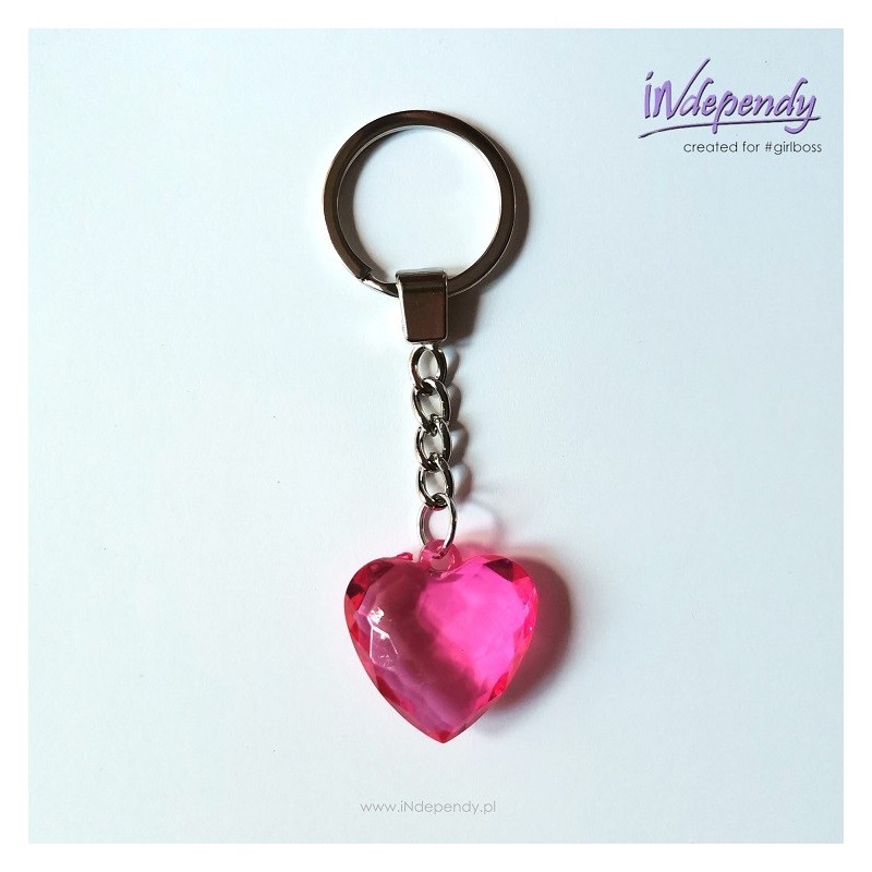 Breloczek damski – serduszko imitujące diament