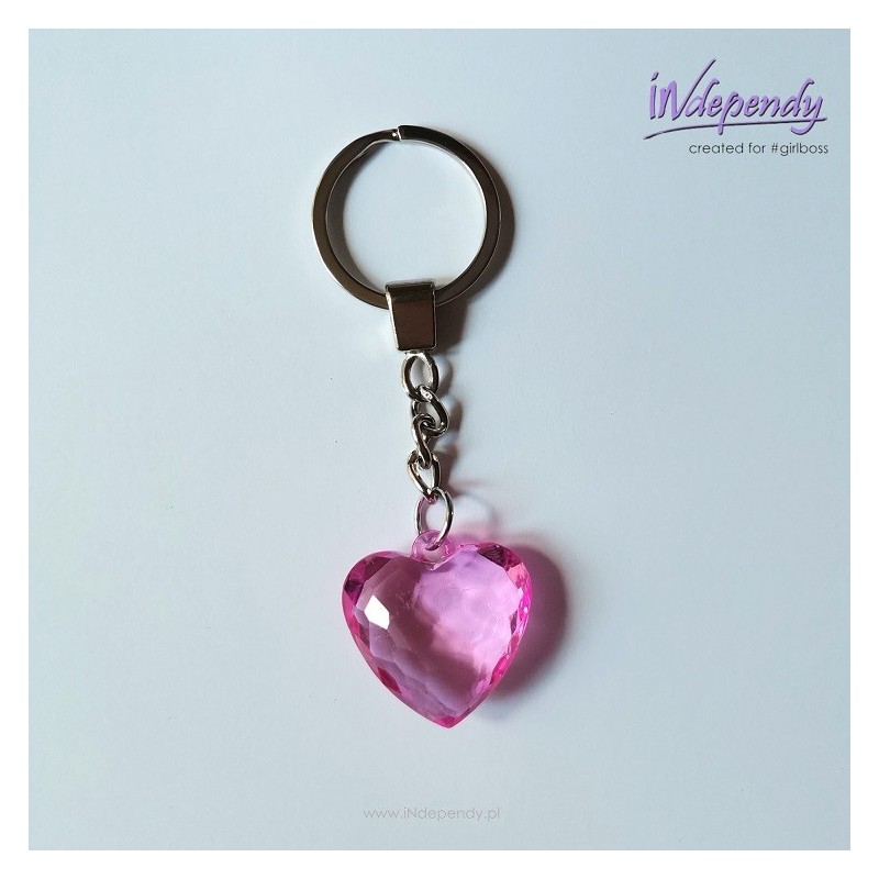 Breloczek damski – serduszko imitujące diament
