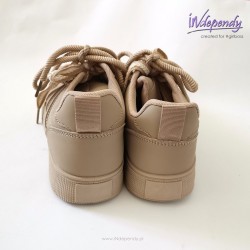 Beżowe sneakersy damskie z gumowym noskiem | Lekkie buty casual