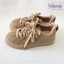 Beżowe sneakersy damskie z gumowym noskiem | Lekkie buty casual
