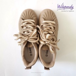 Beżowe sneakersy damskie z gumowym noskiem | Lekkie buty casual