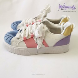 Wielokolorowe sneakersy damskie | Kolorowe buty z gumowym noskiem