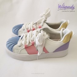 Wielokolorowe sneakersy damskie | Kolorowe buty z gumowym noskiem