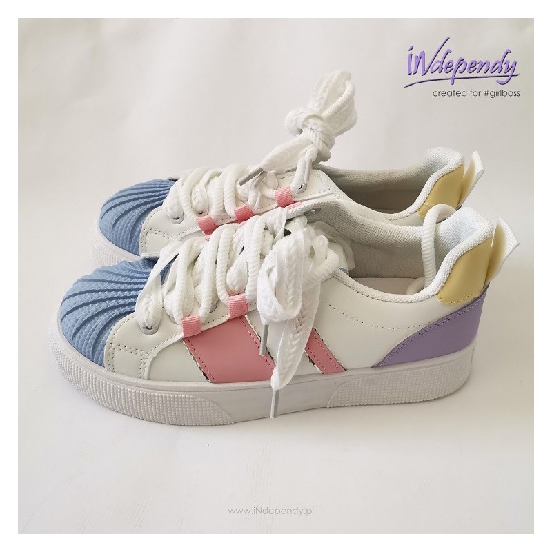 Wielokolorowe sneakersy damskie | Kolorowe buty z gumowym noskiem