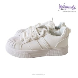 Białe sneakersy damskie z gumowym noskiem | Modne buty na co dzień